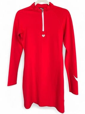 Nike Red half zip dress with Heart detail